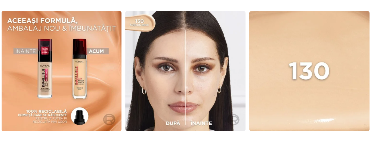 Fond de ten rezistent la transfer Infaillible 32H Fresh Wear, 10 Fair-Light, 30 ml, Loreal Paris